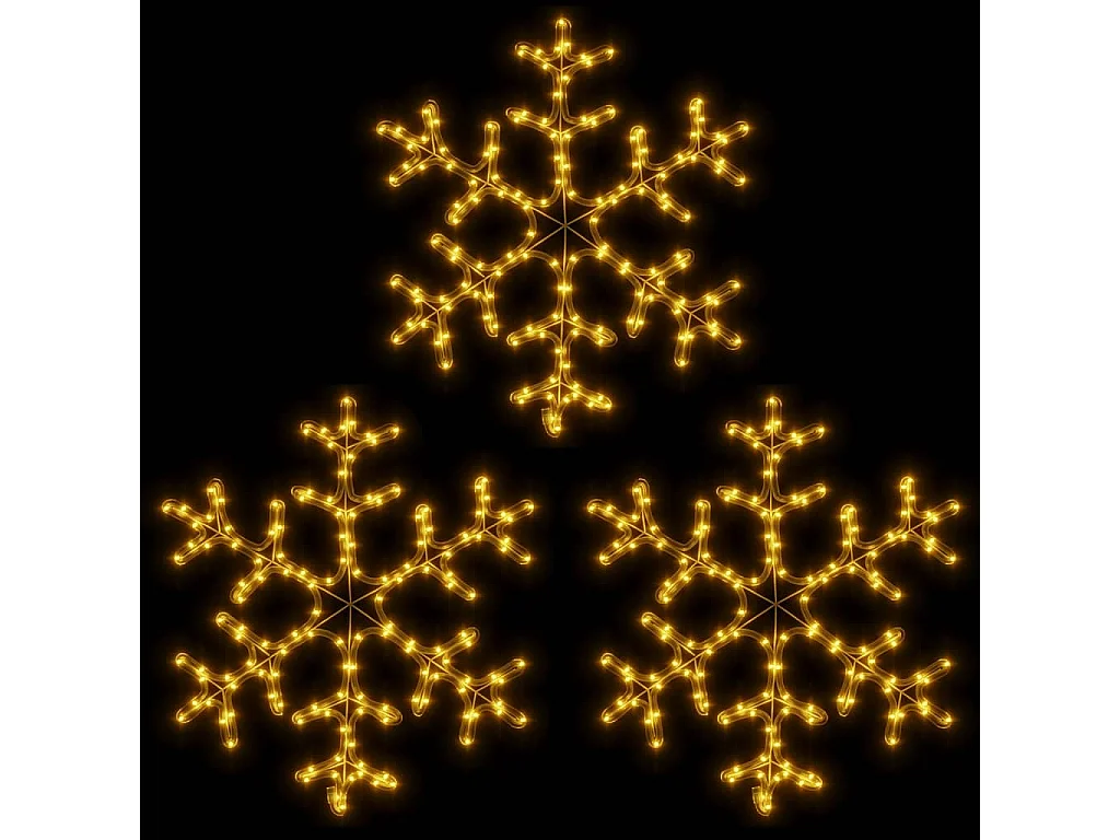 Flocons de neige de Noël avec LED 3 pcs Blanc chaud 59x59 cm