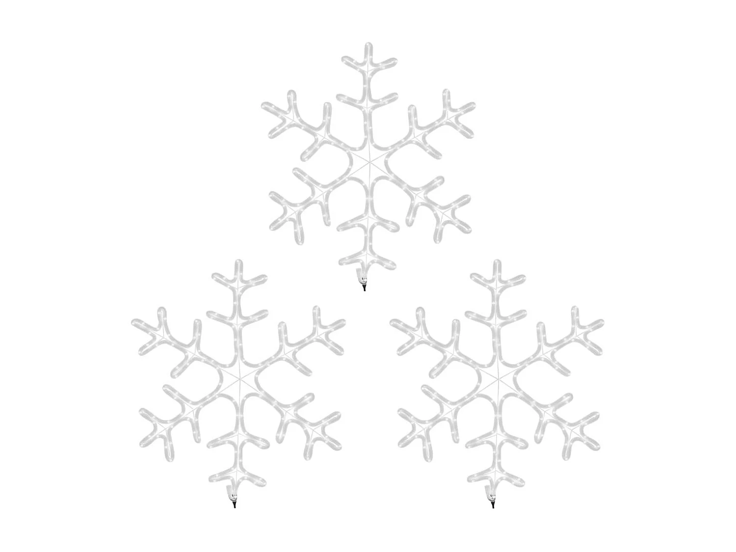 Flocons de neige de Noël avec LED 3 pcs Blanc chaud 59x59 cm
