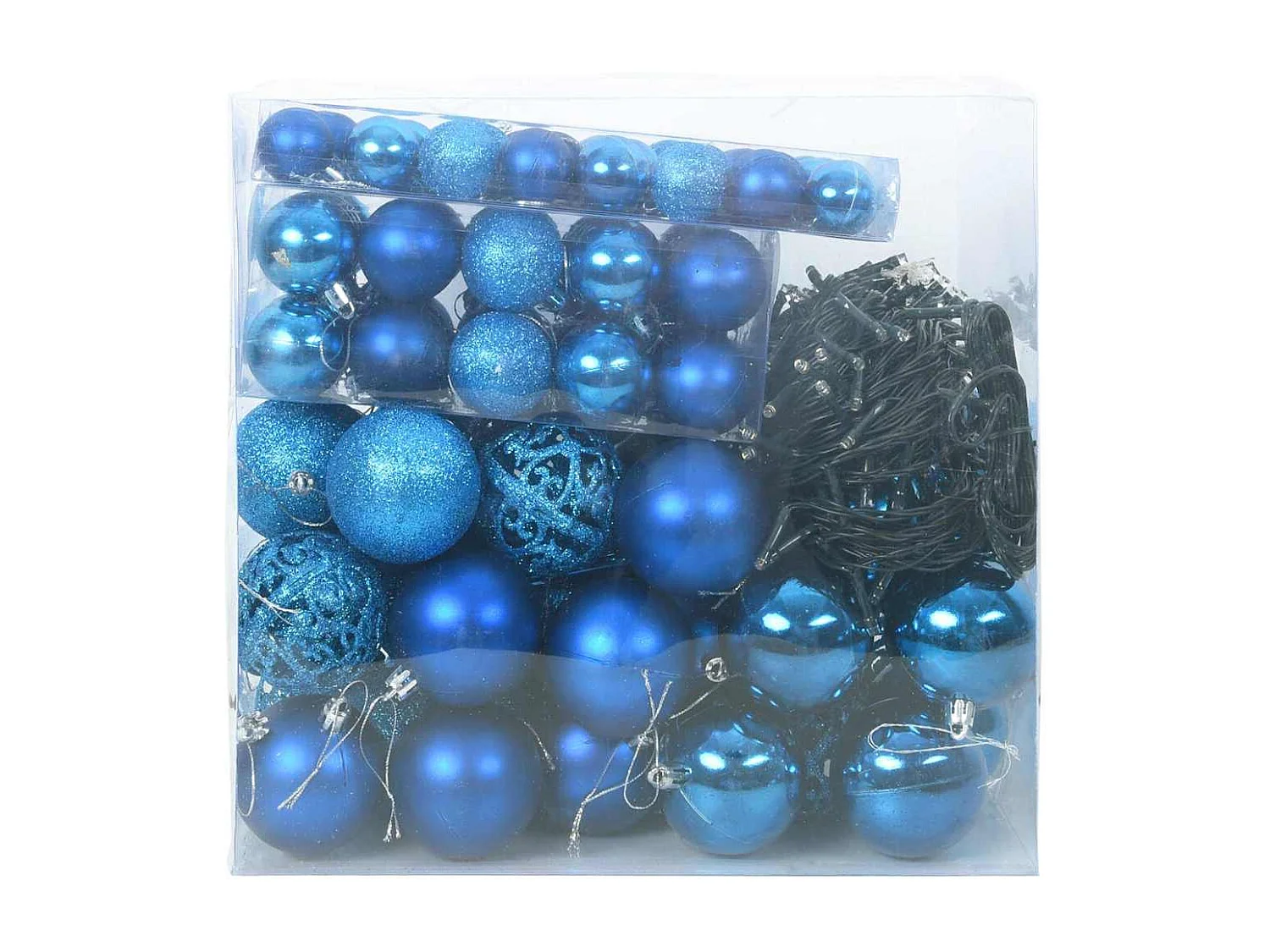 Ensemble de Boules de Noël avec 300 LED 120 pcs Bleu Plastique