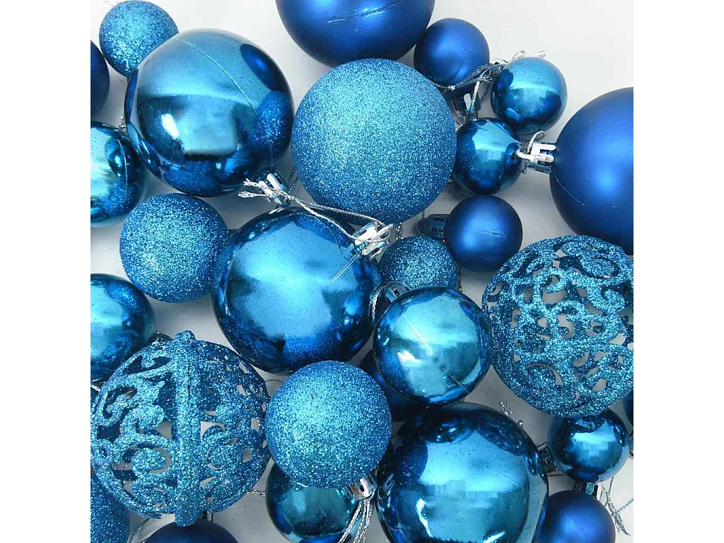 Ensemble de Boules de Noël avec 300 LED 120 pcs Bleu Plastique