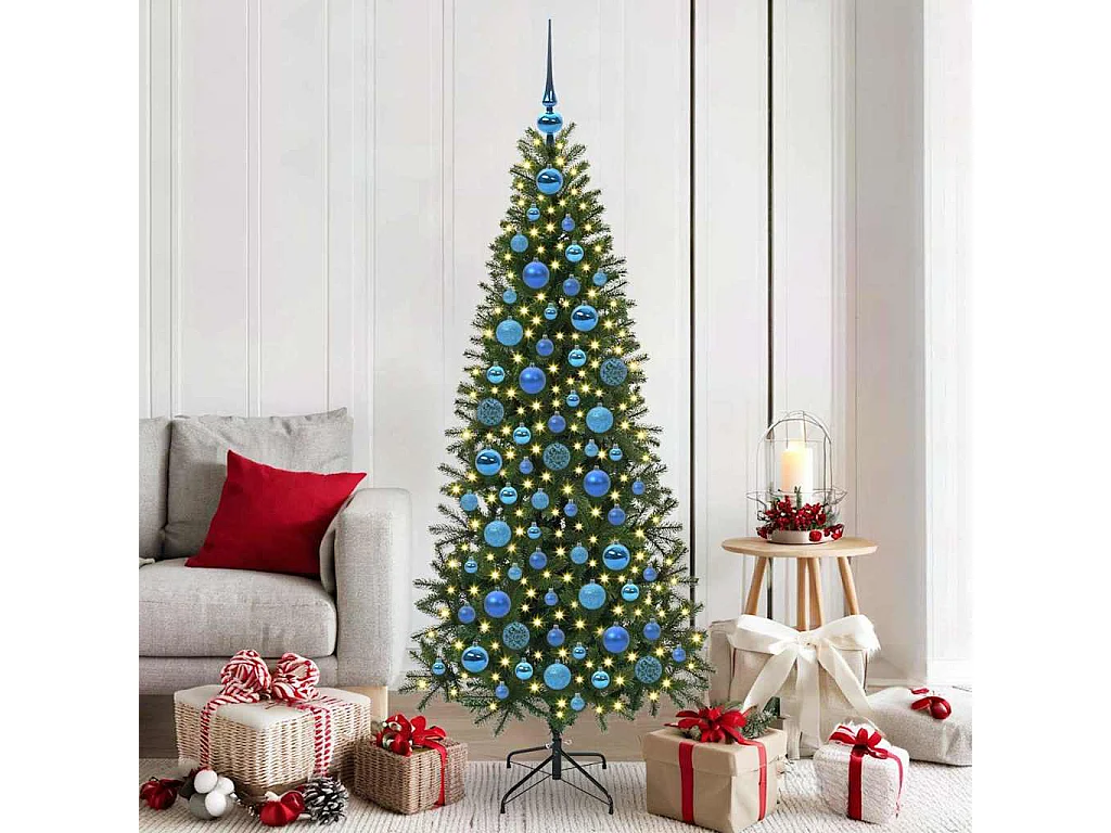 Set di palline di Natale con 300 LED, 120 pezzi, plastica blu