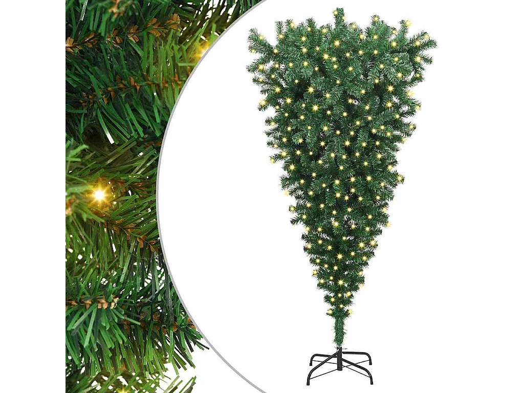 Sapin de Noël artificiel pré-éclairé à l'envers Vert 180 cm PVC