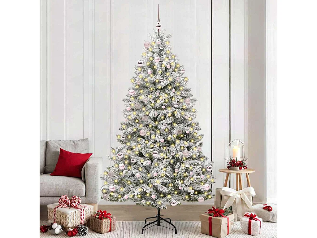 Sapin de Noël artificiel Vert et blanc 240 cm PVC et métal