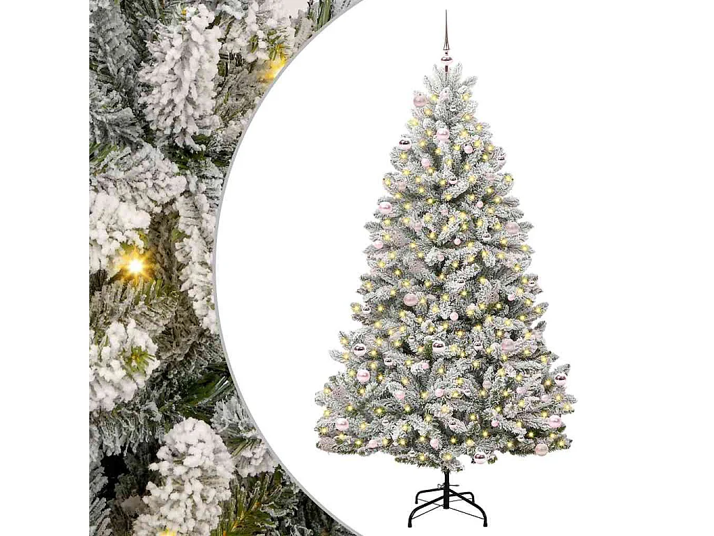 Sapin de Noël artificiel Vert et blanc 240 cm PVC et métal
