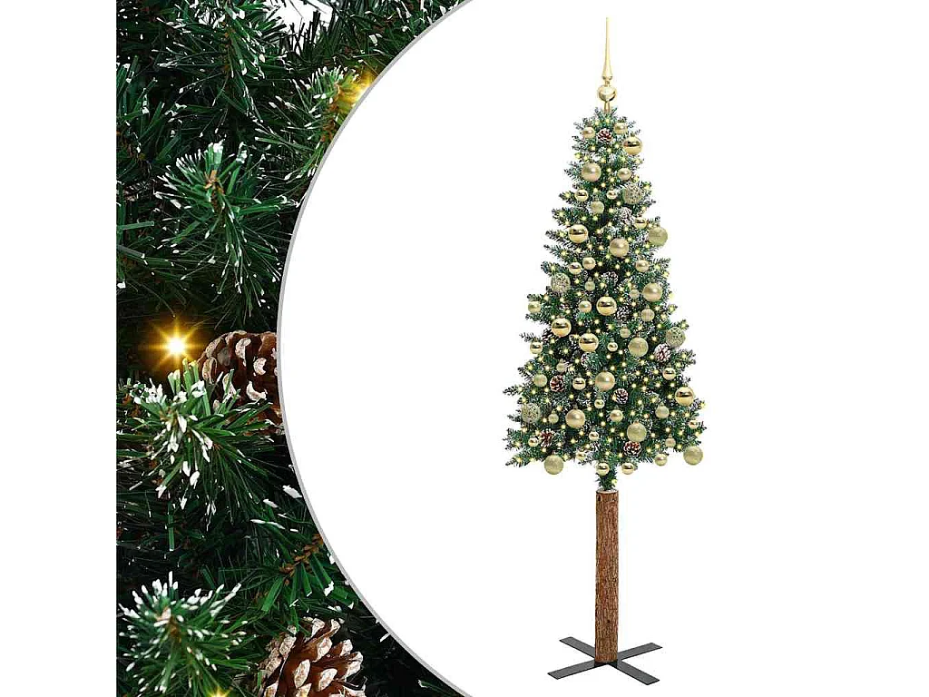 Sapin de Noël mince avec 300 LED Vert et blanc 180 cm