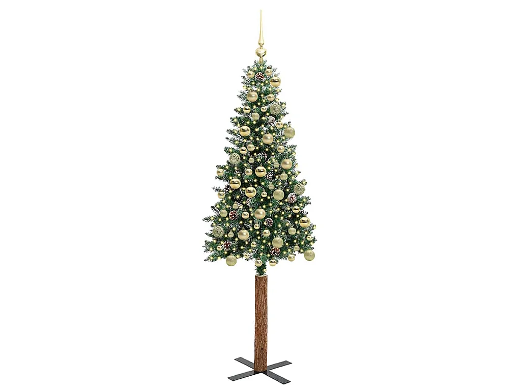 Sapin de Noël mince avec 300 LED Vert et blanc 180 cm