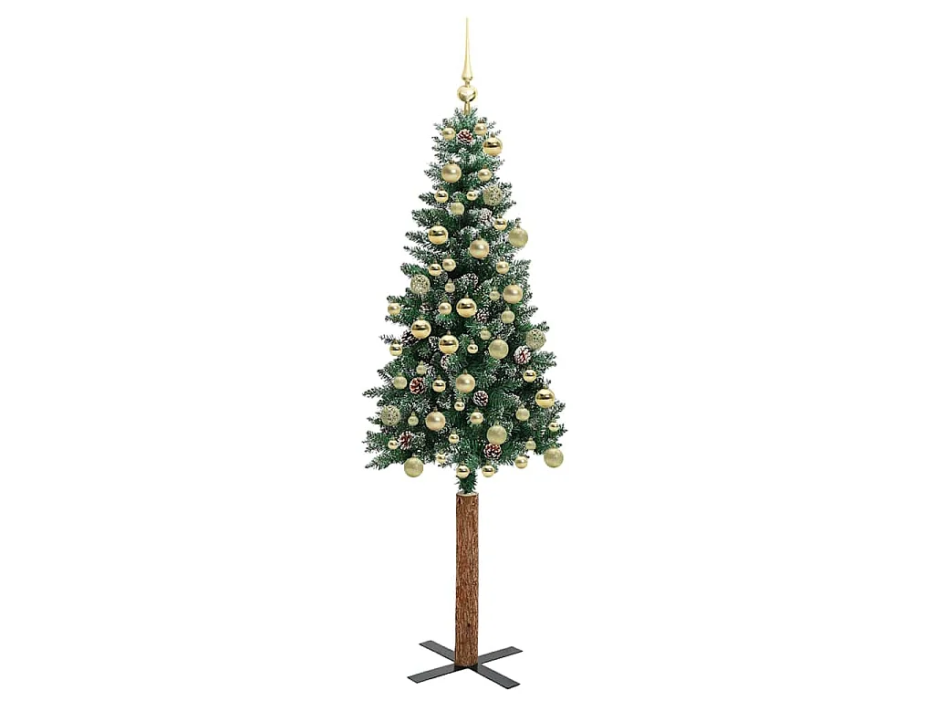 Sapin de Noël mince avec 300 LED Vert et blanc 180 cm
