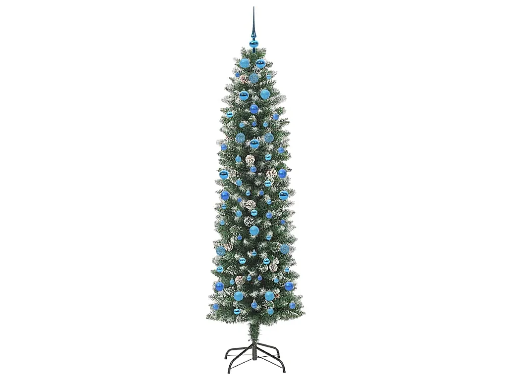 Albero di Natale artificiale sottile con 300 LED verde e bianco 210 cm