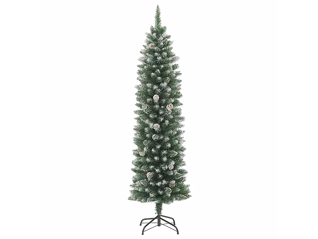 Albero di Natale artificiale sottile con 300 LED verde e bianco 210 cm