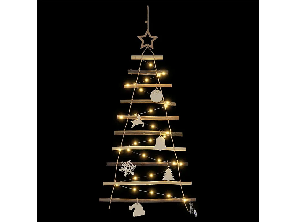 Weihnachtsbaum mit 30 LEDs Natur 90 cm Esche massiv