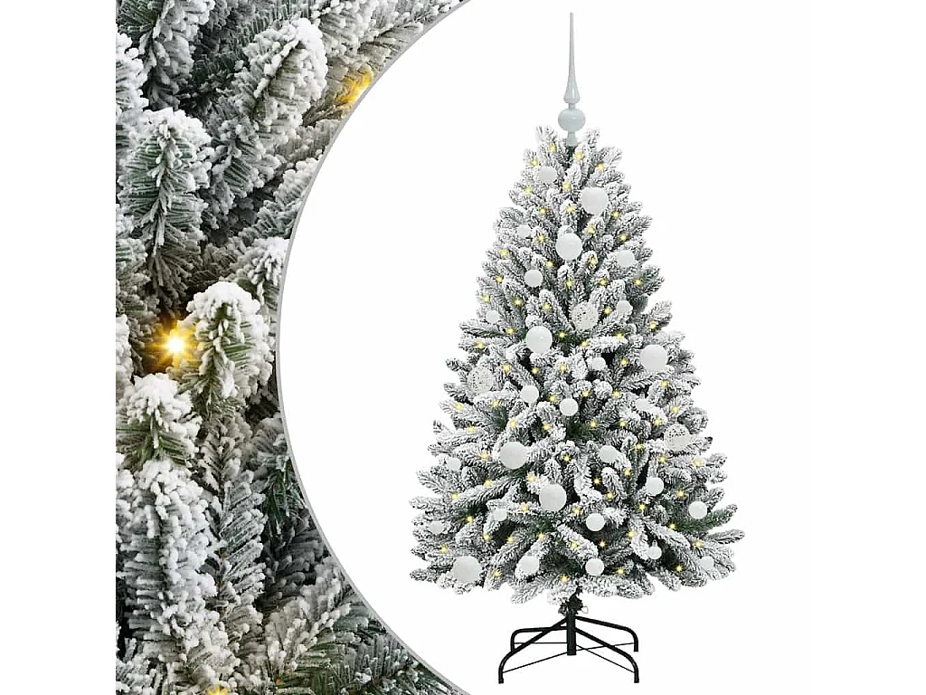 Albero di Natale artificiale Verde e bianco 120 cm PVC e metallo
