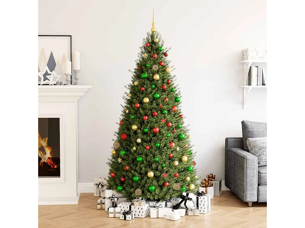 Ensemble de boules de Noël 112 pcs rouge vert doré polystyrène