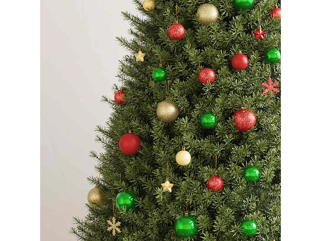 Ensemble de boules de Noël 112 pcs rouge vert doré polystyrène