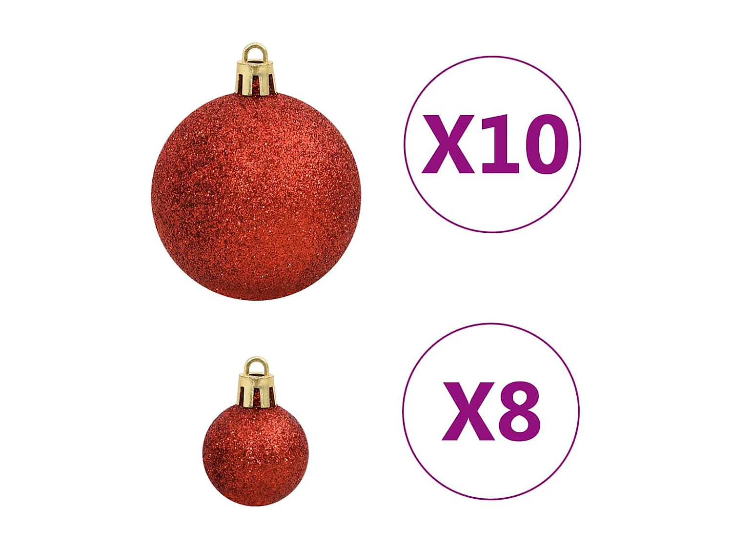 Ensemble de boules de Noël 112 pcs rouge vert doré polystyrène