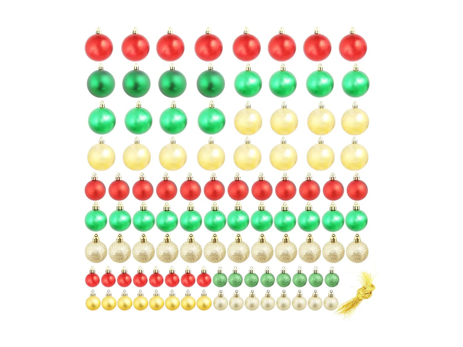 Boules de Noël 100 pcs Rouge/Doré/Vert