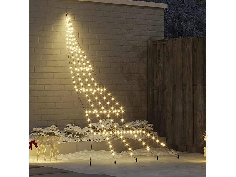 Albero di Natale a LED con picchetti da terra Bianco caldo 300 cm Metallo