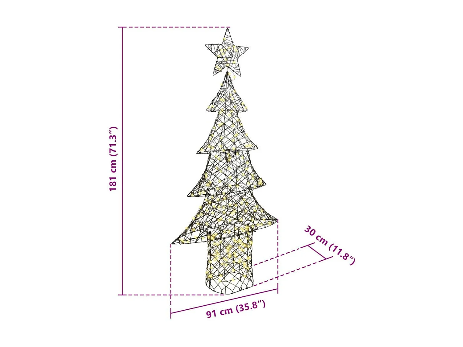 Sapin de Noël avec 240 LED Blanc chaud 180 cm Rotin