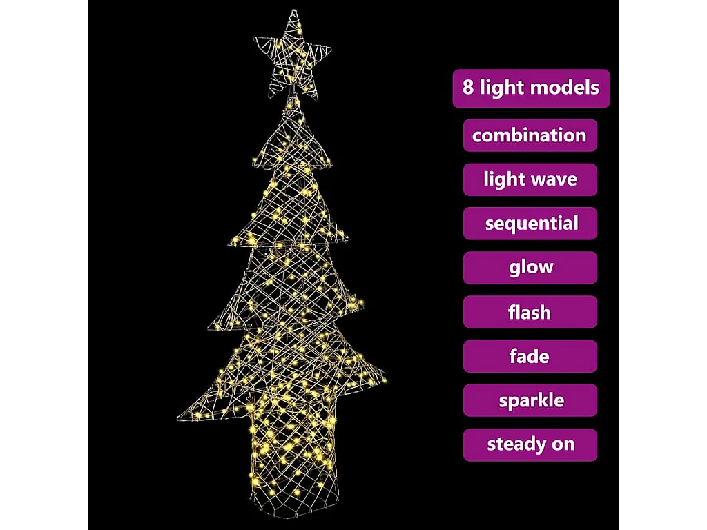 Kerstboom met 240 LED's Warm wit 180 cm Rotan