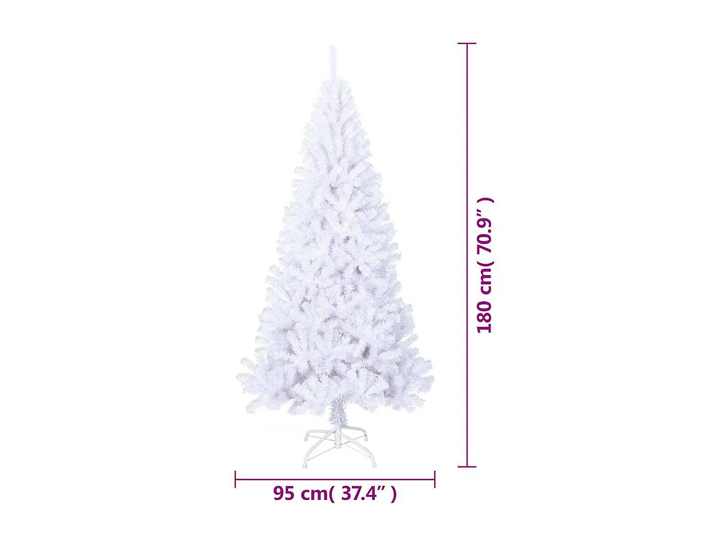 Kunstkerstboom met dikke takken wit 180cm PVC