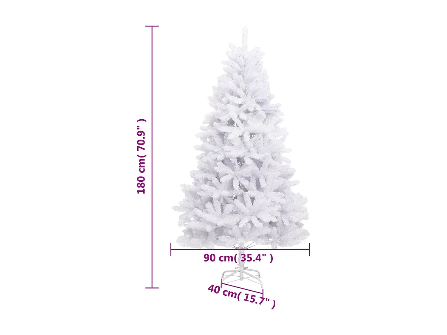 Sapin de Noël artificiel à charnières avec support blanc 180 cm