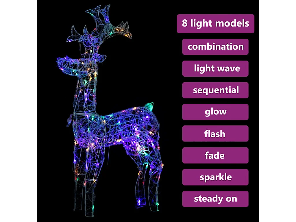 Kerstdecoratie rendier 90 LED 60x16x100 cm Acryl