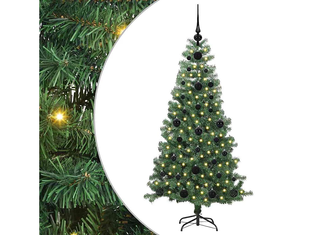Sapin de Noël avec 150 LED avec support Vert 120 cm PVC