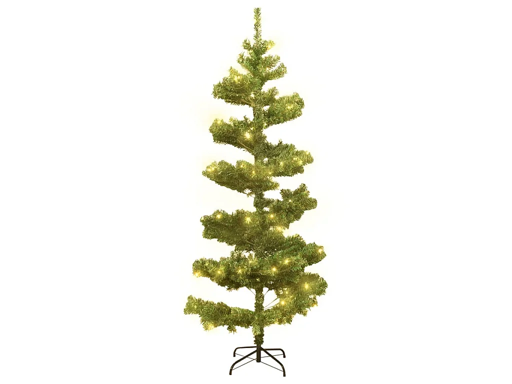 Albero di Natale a spirale preilluminato con supporto verde 180 cm in PVC