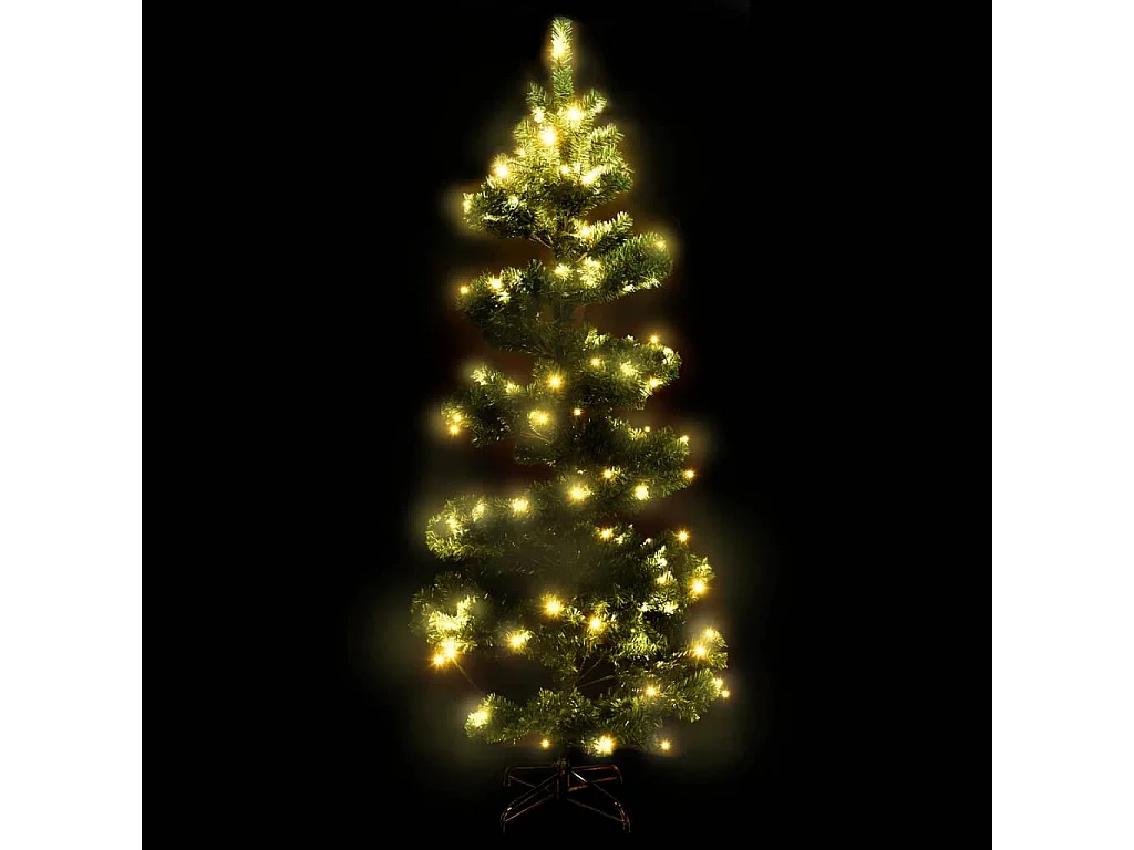 Albero di Natale a spirale preilluminato con supporto verde 180 cm in PVC