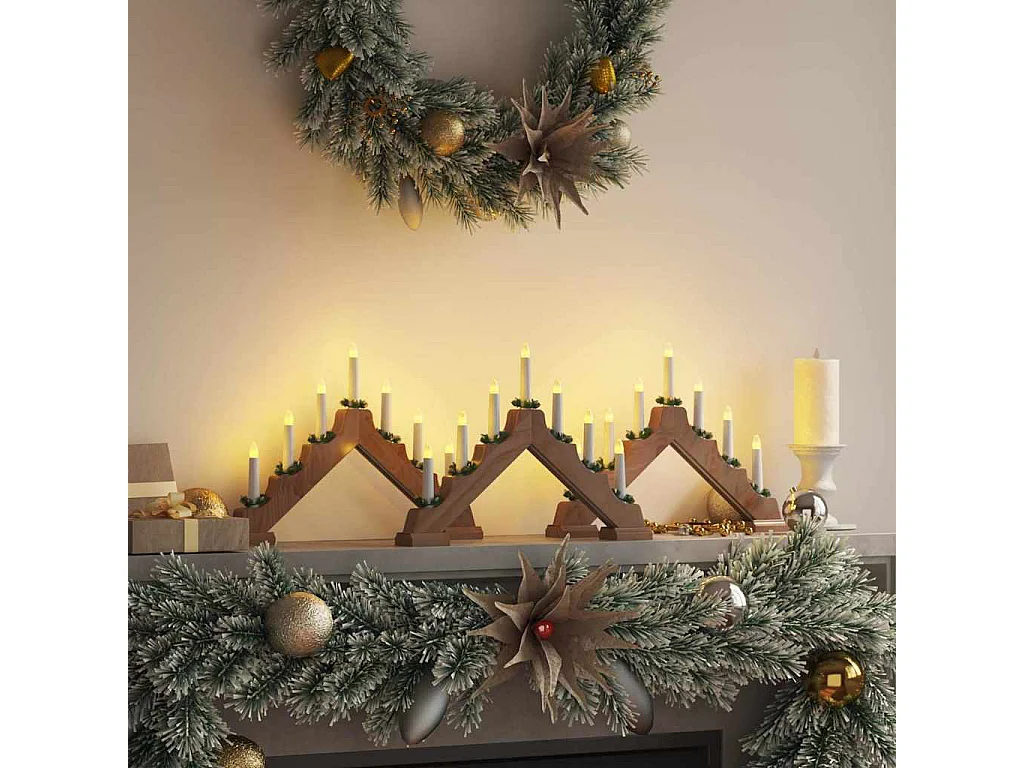 Pont de bougie de Noël 3 pcs Marron 39.5 x 5 x 29 cm Pin massif