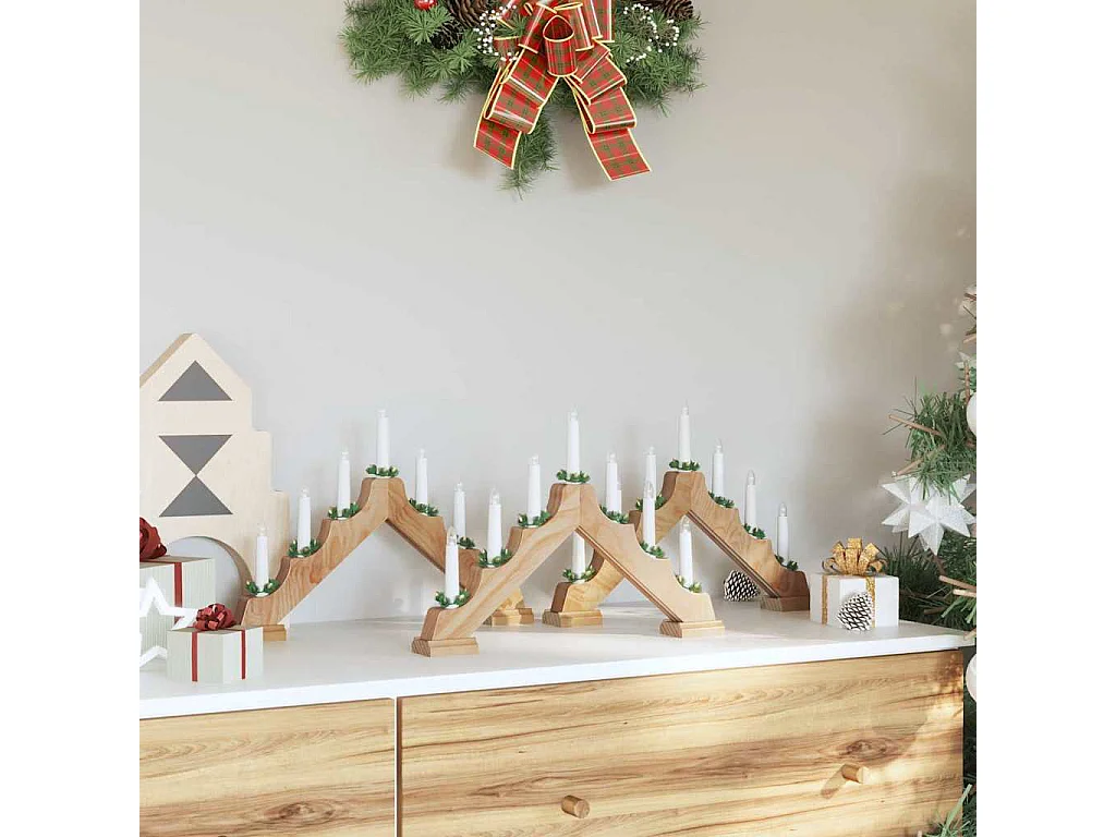 Pont de bougie de Noël 3 pcs Marron 39.5 x 5 x 29 cm Pin massif