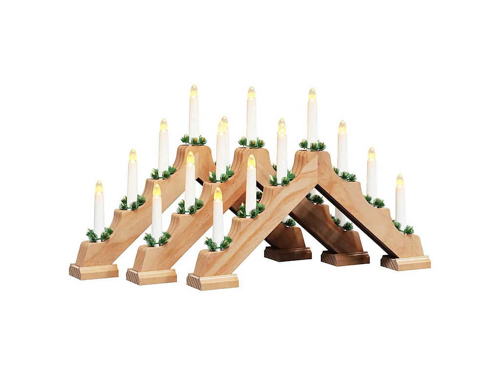 Weihnachtskerzenbrücke 3 Stück Braun 39,5 x 5 x 29 cm Kiefer massiv