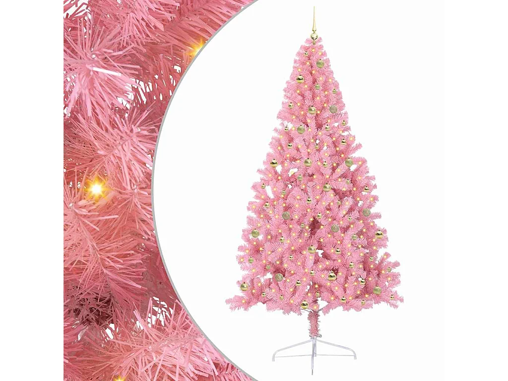 Sapin de Noël artificiel pré-éclairé Rose 240 cm PVC