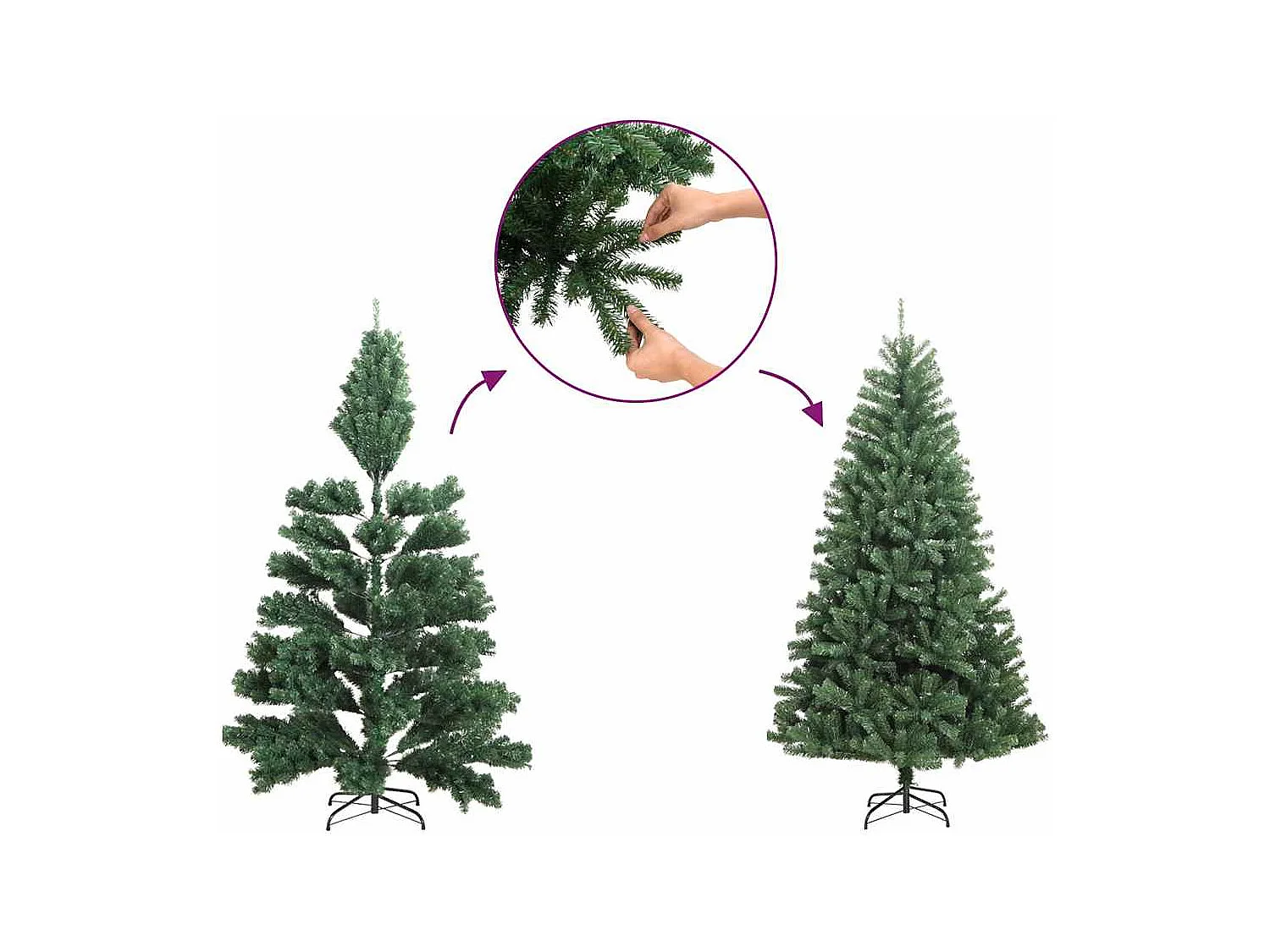 Albero di Natale artificiale mezzo sottile con supporto bianco 180 cm