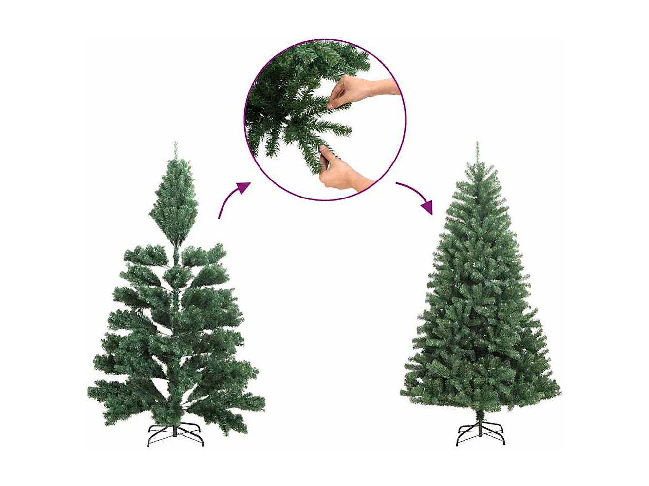 Albero di Natale artificiale mezzo sottile con supporto bianco 180 cm