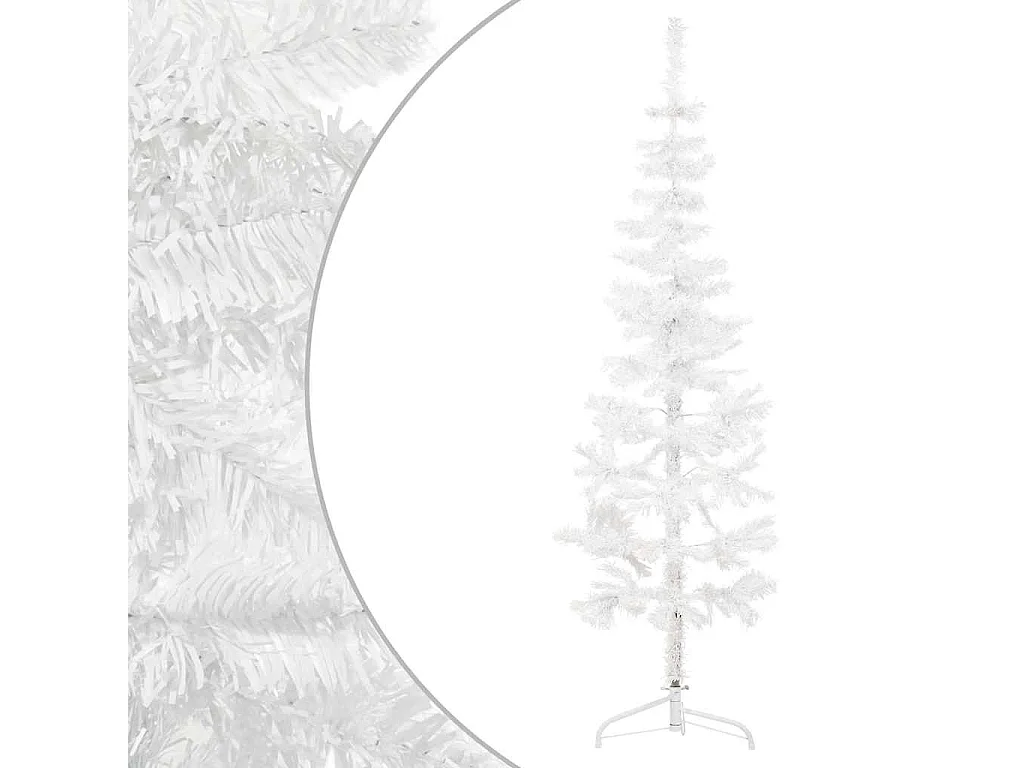 Halfslanke kunstkerstboom met standaard wit 180cm