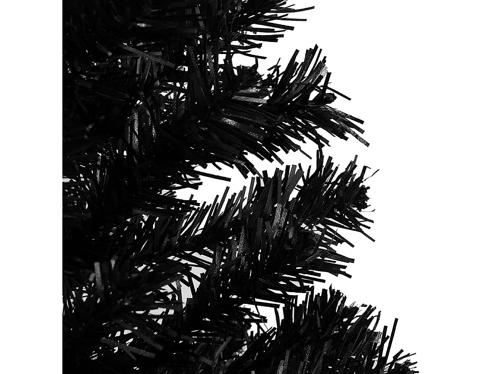 Voorverlichte kunstkerstboom met zwarte ballen 240 cm PVC