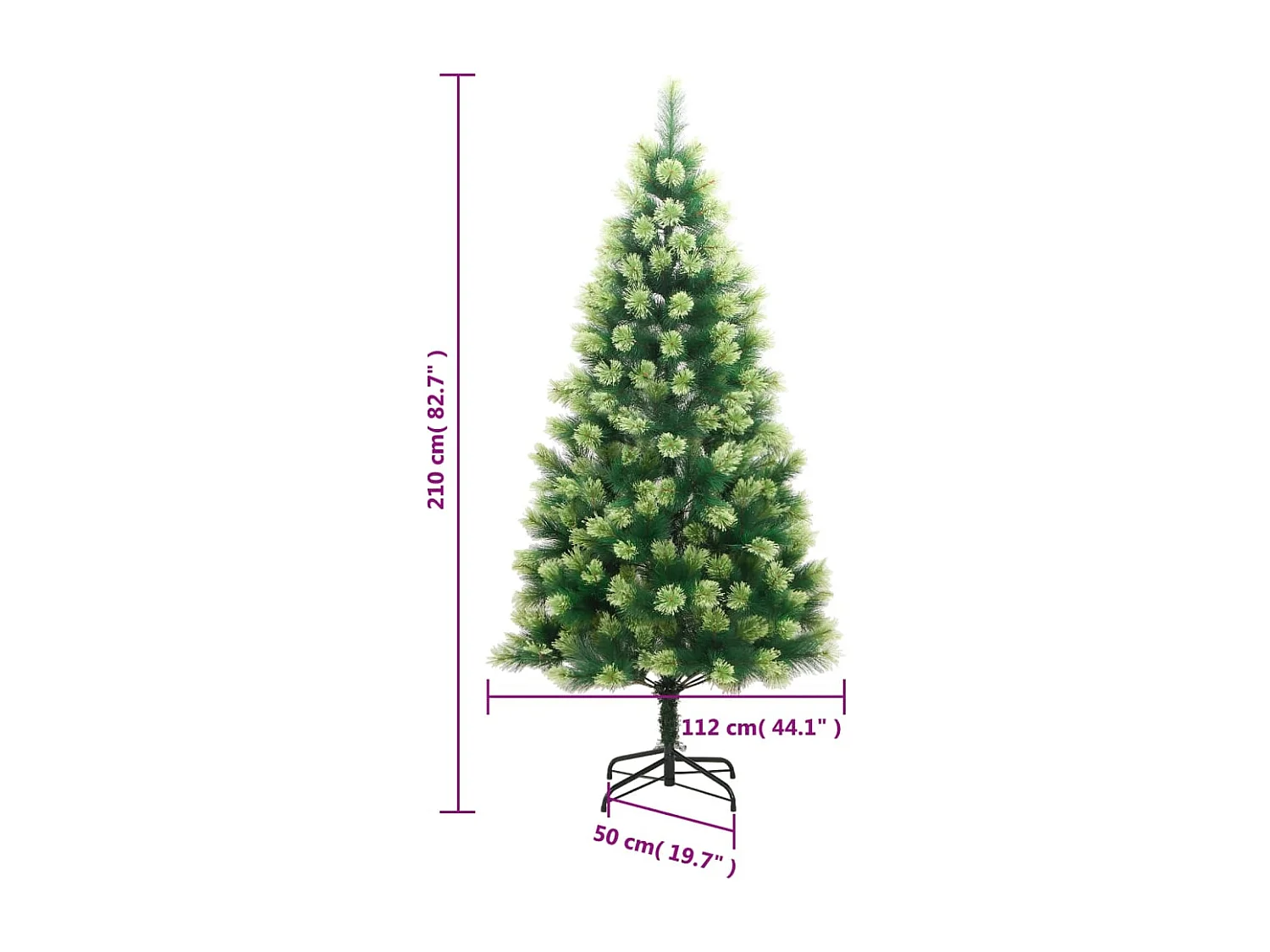 Albero di Natale artificiale con supporto incernierato 210 cm
