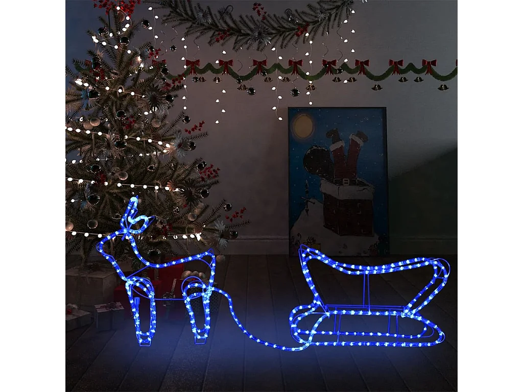 Decorazione natalizia per esterni Renna e slitta 252 LED