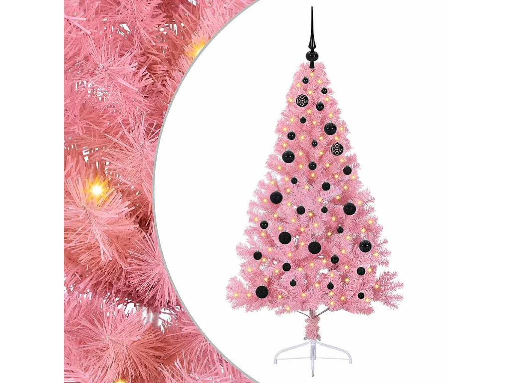 Künstlicher Weihnachtsbaum mit Beleuchtung, Rosa, 150 cm, PVC