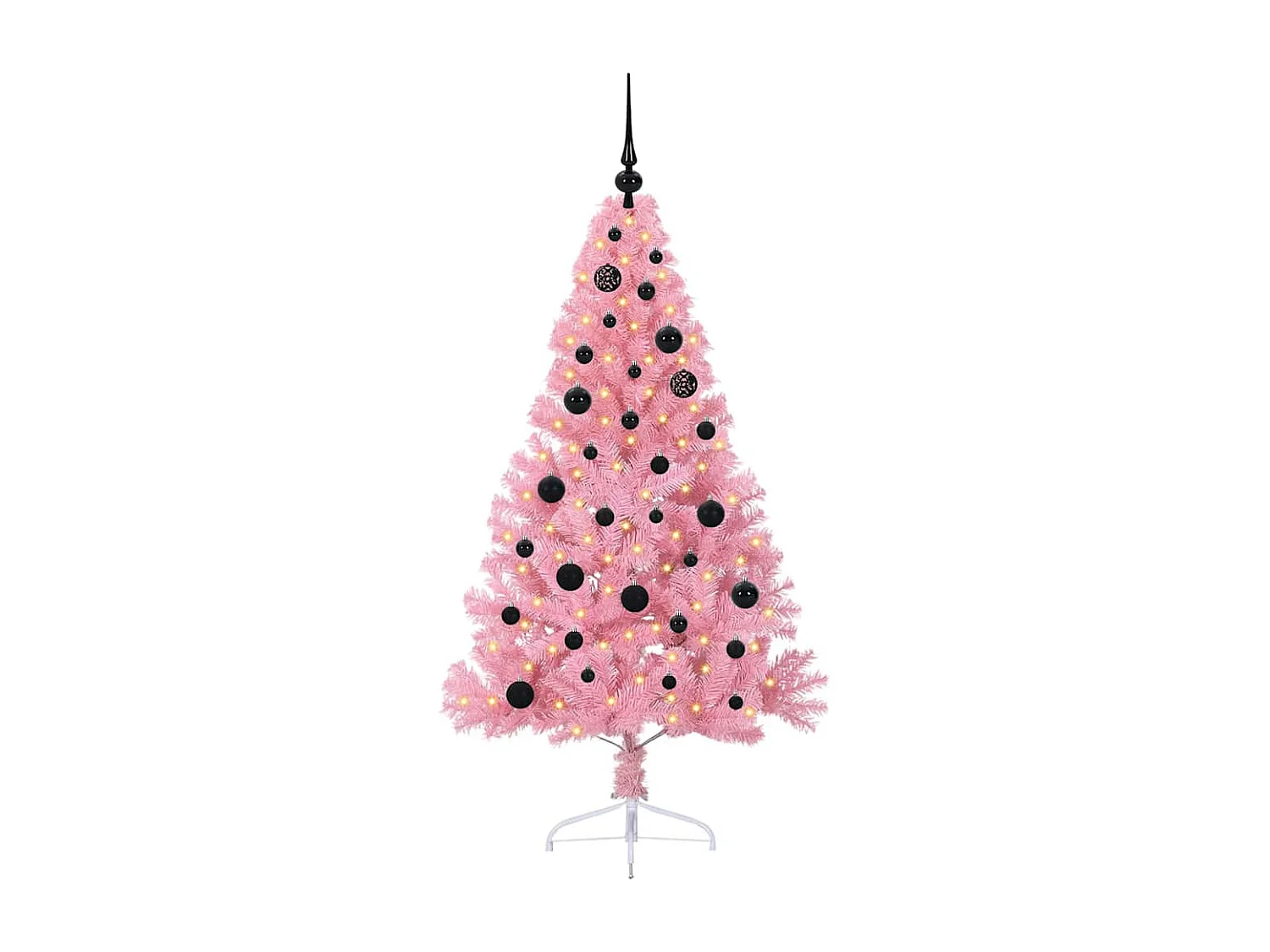 Künstlicher Weihnachtsbaum mit Beleuchtung, Rosa, 150 cm, PVC