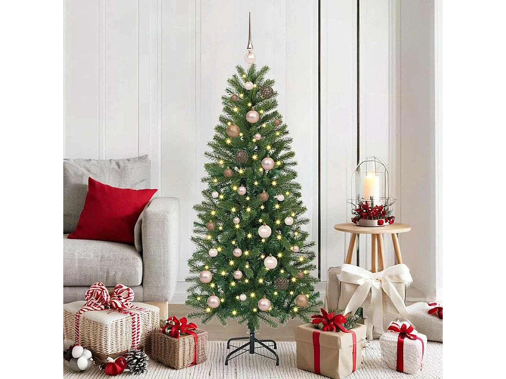 Albero di Natale artificiale con 150 LED Verde 150 cm PE e PVC