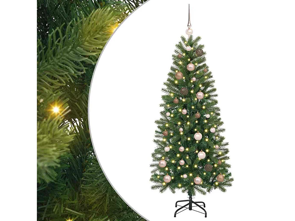 Albero di Natale artificiale con 150 LED Verde 150 cm PE e PVC