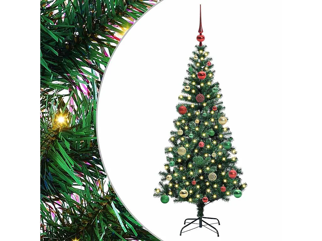 Albero di Natale artificiale preilluminato verde 150 cm PVC e metallo