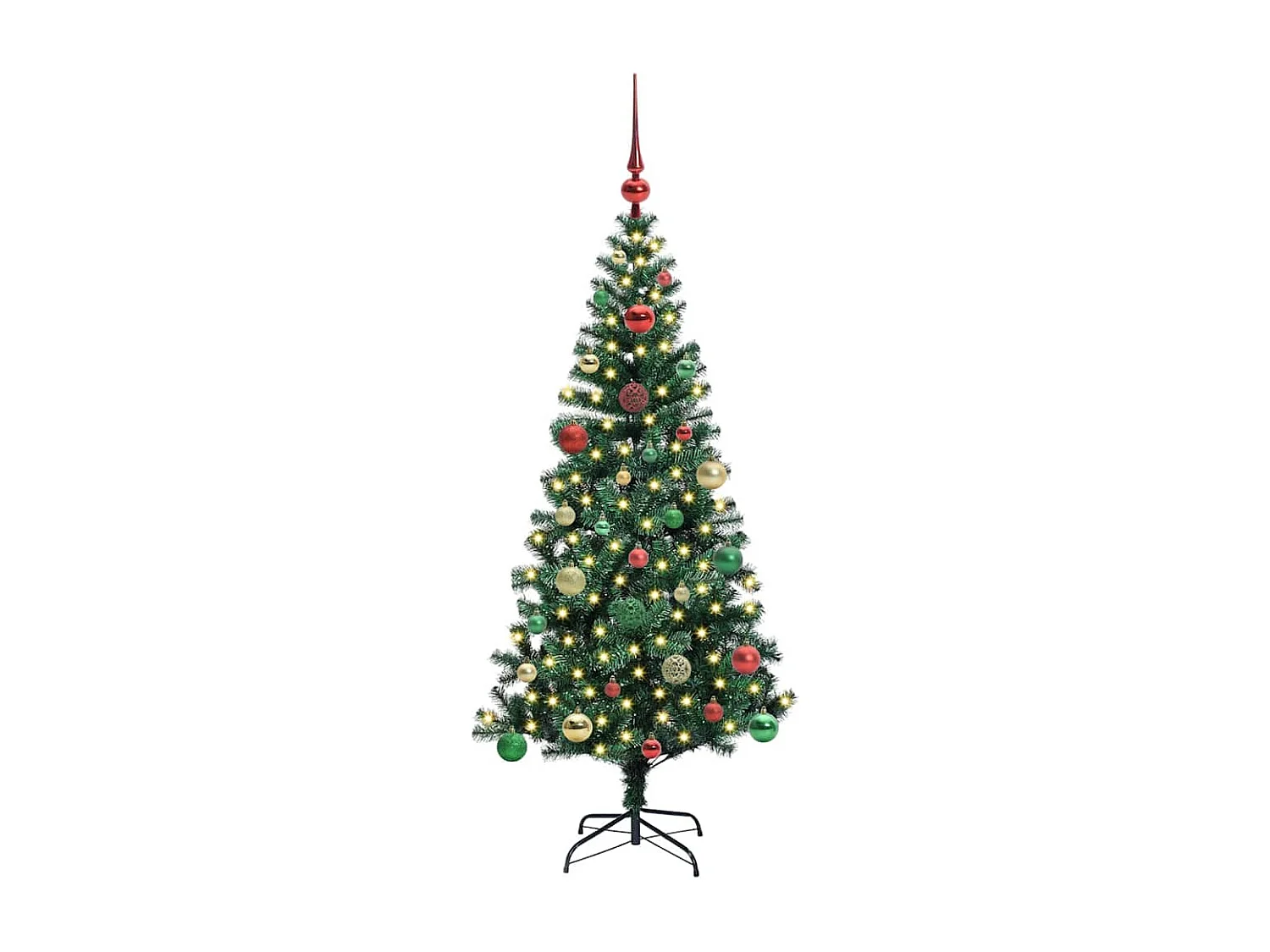 Albero di Natale artificiale preilluminato verde 150 cm PVC e metallo