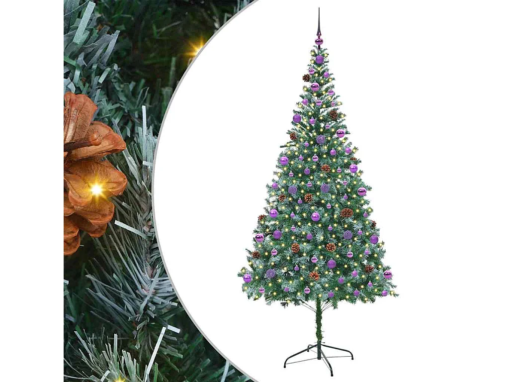 Albero di Natale artificiale con 300 LED Verde 210 cm PVC e Acciaio