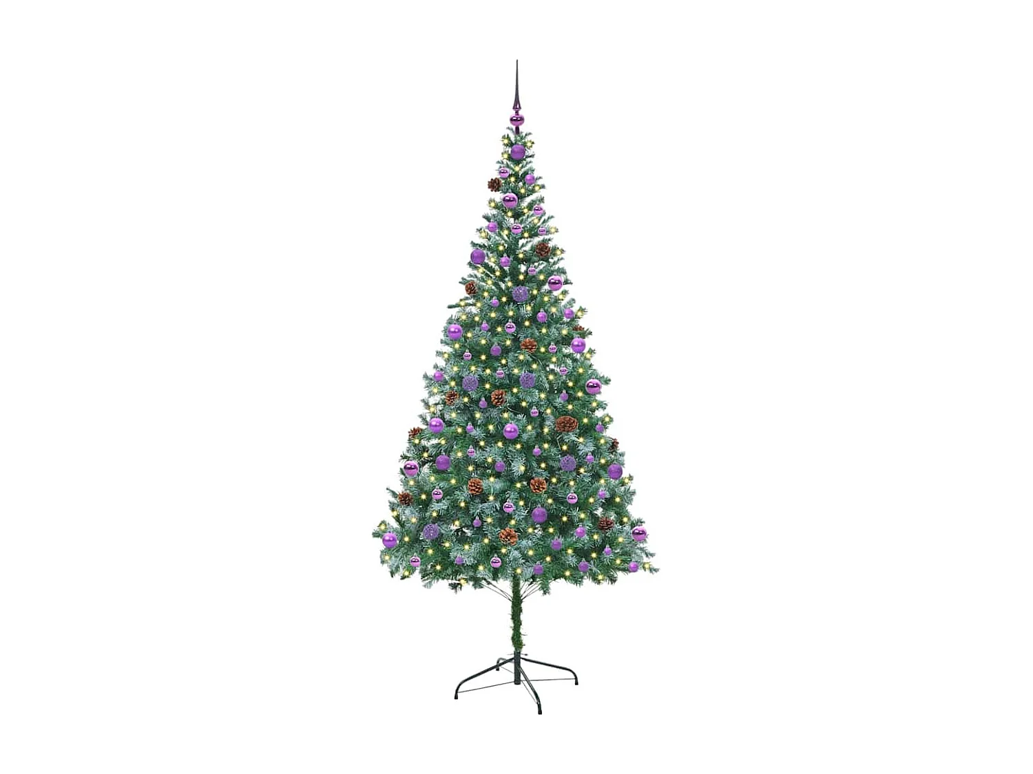 Albero di Natale artificiale con 300 LED Verde 210 cm PVC e Acciaio