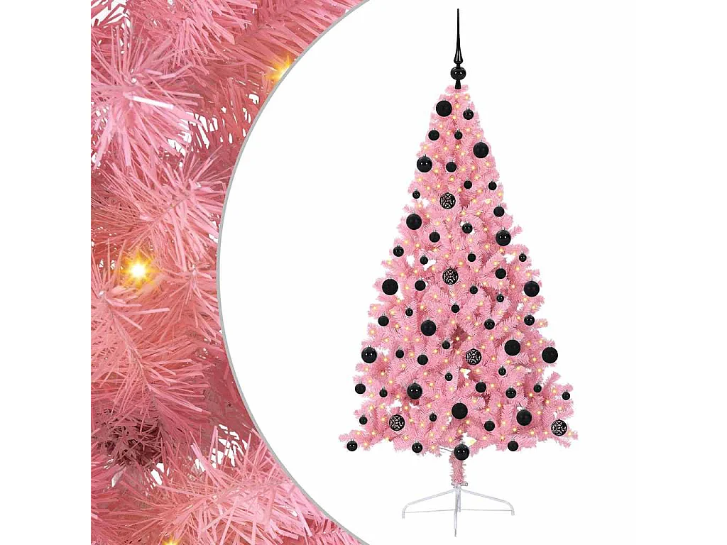 Sapin de Noël artificiel pré-éclairé Rose 210 cm PVC