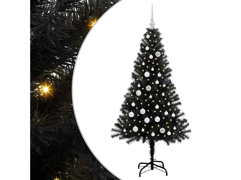 Weihnachtsbaum mit 150 LEDs mit Ständer Schwarz 150 cm PVC