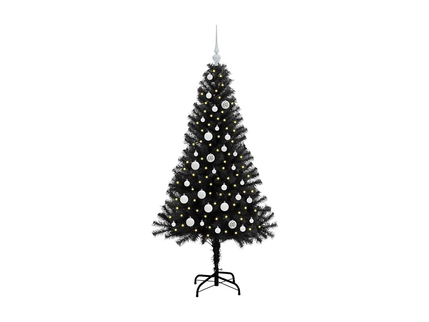 Weihnachtsbaum mit 150 LEDs mit Ständer Schwarz 150 cm PVC