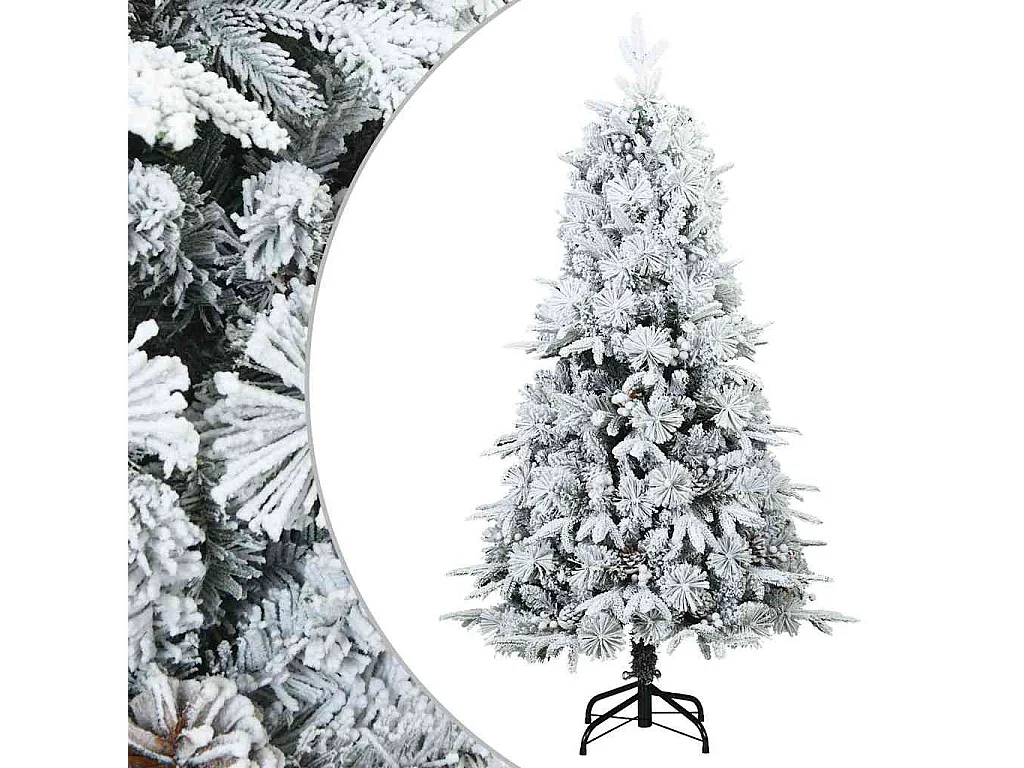 Albero di Natale artificiale verde e bianco con rami incernierati